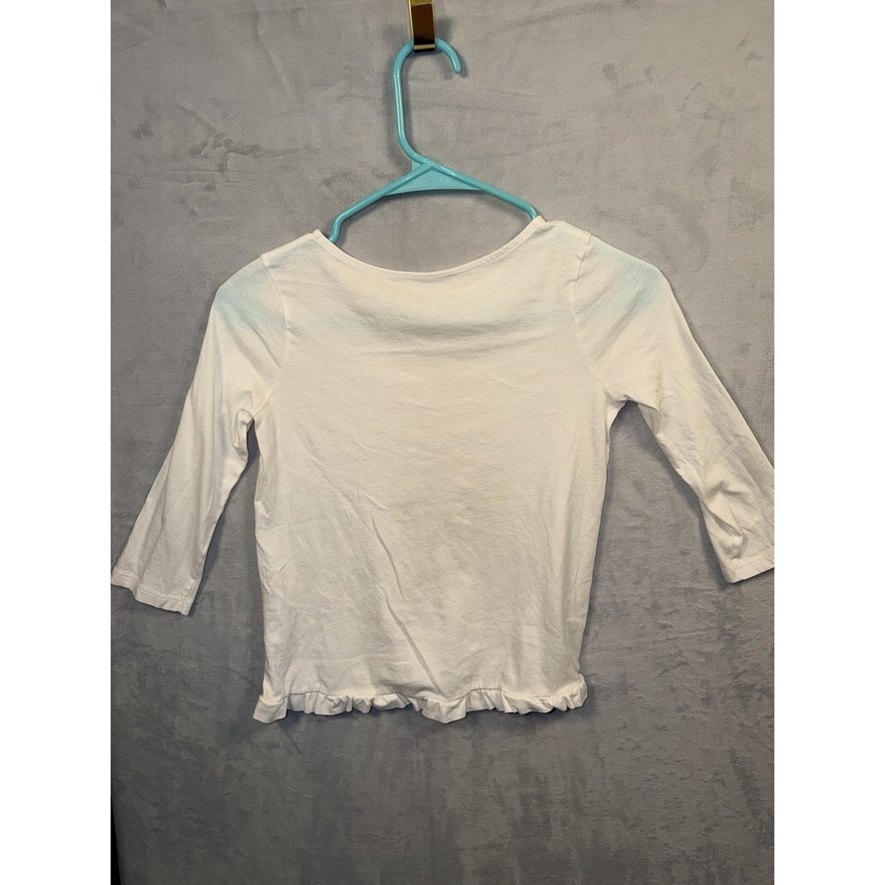 Girls Lilly Pulitzer White Gold Pineapple Ruffle 3/4 Sleeve Shirt Size L 8-10 - Picture 9 of 9